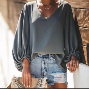 VICI Gray Bells will be ringing balloon sleeve blouse